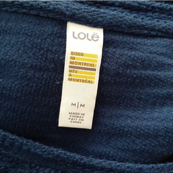 LOLE Mabley Boxy Sweatshirt Split Back Crewneck Textured Top Navy Blue Sz M - Picture 12 of 13